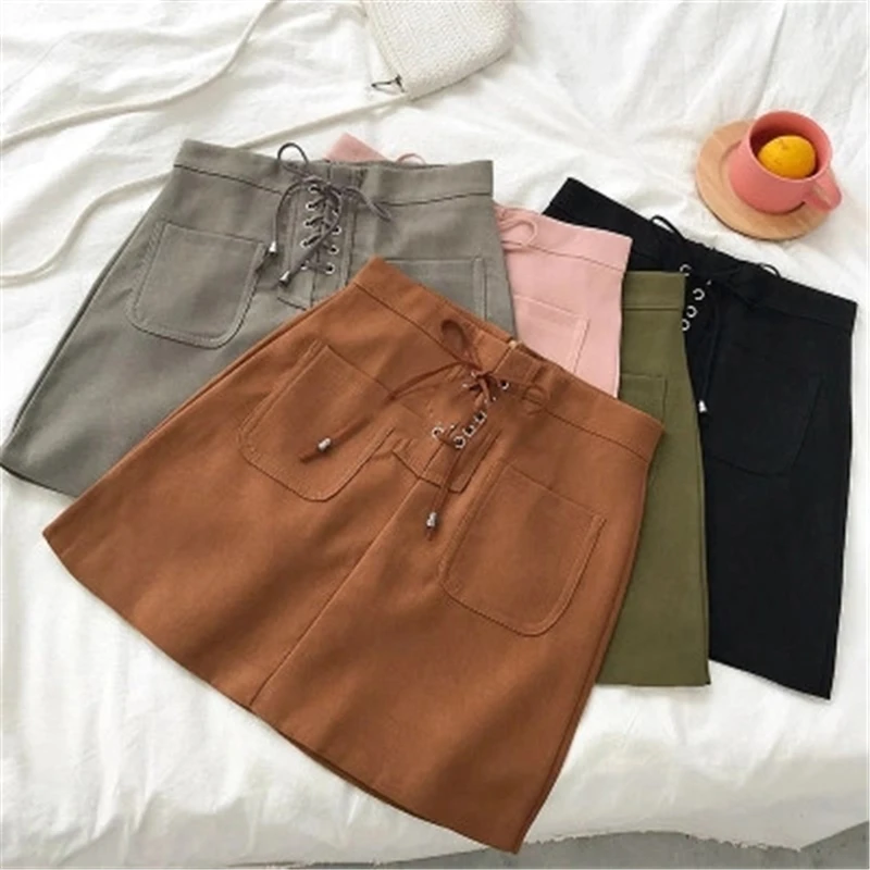 2019 Korean Women Lace-Up A-Line Skirt Female Casual Package Hip Slim Mini Skirt Ladies Solid Color High Waist Above Knee Skirt
2019 Korean Women Lace-Up A-Line Skirt Female Casual Package Hip Slim Mini Skirt Ladies Solid Color High Waist Above Knee Skirt