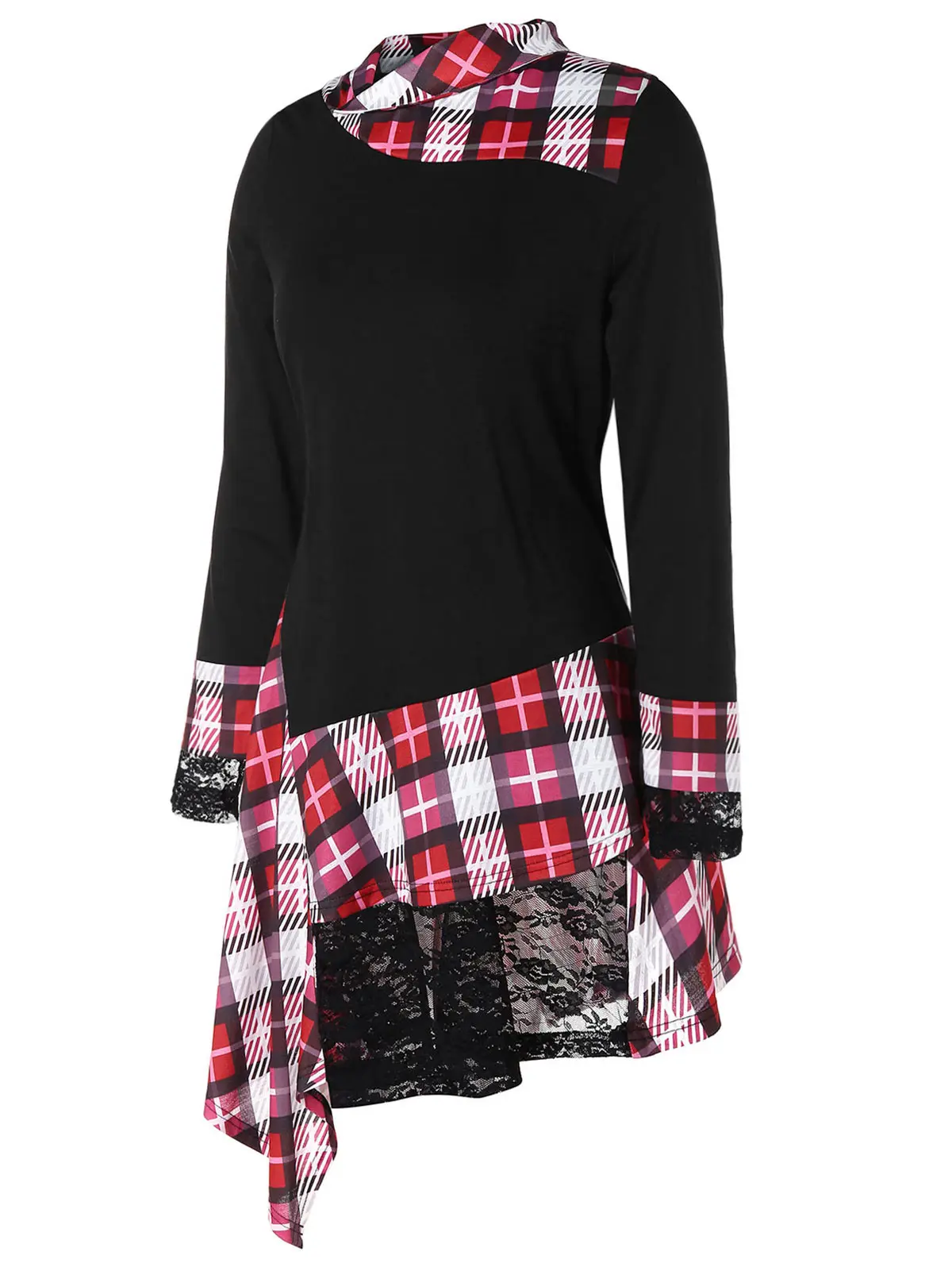 Rosegal Plus Size Lace Insert Irregular Plaid T-Shirt Women Tops Casual T Shirt Long Sleeve Autumn T Shirts Big Size Ladies Tees
Rosegal Plus Size Lace Insert Irregular Plaid T-Shirt Women Tops Casual T Shirt Long Sleeve Autumn T Shirts Big Size Ladies Tees