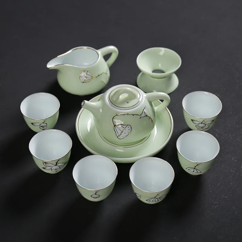 Loyal And Obedient At Step By Step Lotus Seed Celadon 11 Head Tea Set Suit Lotus Teapot Kettle Ride Gift
Loyal And Obedient At Step By Step Lotus Seed Celadon 11 Head Tea Set Suit Lotus Teapot Kettle Ride Gift
