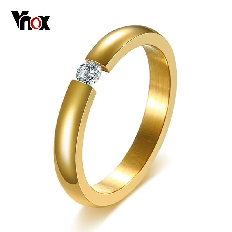 Vnox 3mm Solitaire CZ Stone Ring for Women Wedding Rings Engagement Band Stainless Steel Elegant Temperament Female Jewelry
Vnox 3mm Solitaire CZ Stone Ring for Women Wedding Rings Engagement Band Stainless Steel Elegant Temperament Female Jewelry