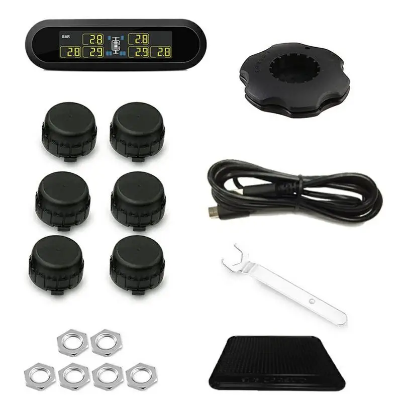 Car TPMS Tire Pressure Monitoring System Wireless LCD General Bus With 6 Wheels 6 Sensors IP67 Automatic Alarm Pressure Gauge
Car TPMS Tire Pressure Monitoring System Wireless LCD General Bus With 6 Wheels 6 Sensors IP67 Automatic Alarm Pressure Gauge