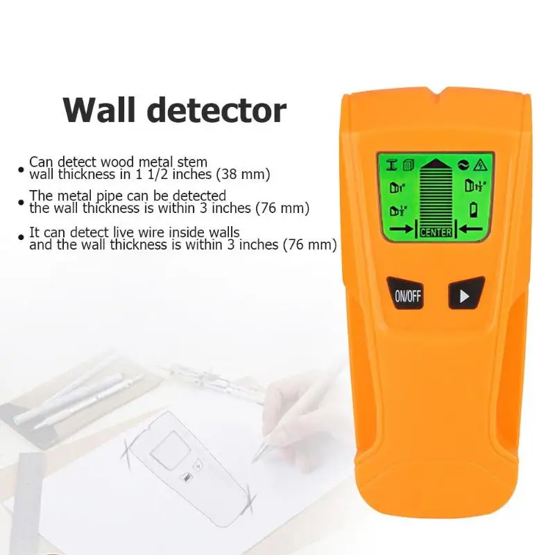 3 In 1 LCD Metal Detector Find Metal Wood Studs AC Voltage Live Wire Detect Wall Scanner Electric Box Finder Wall Detector
3 In 1 LCD Metal Detector Find Metal Wood Studs AC Voltage Live Wire Detect Wall Scanner Electric Box Finder Wall Detector
