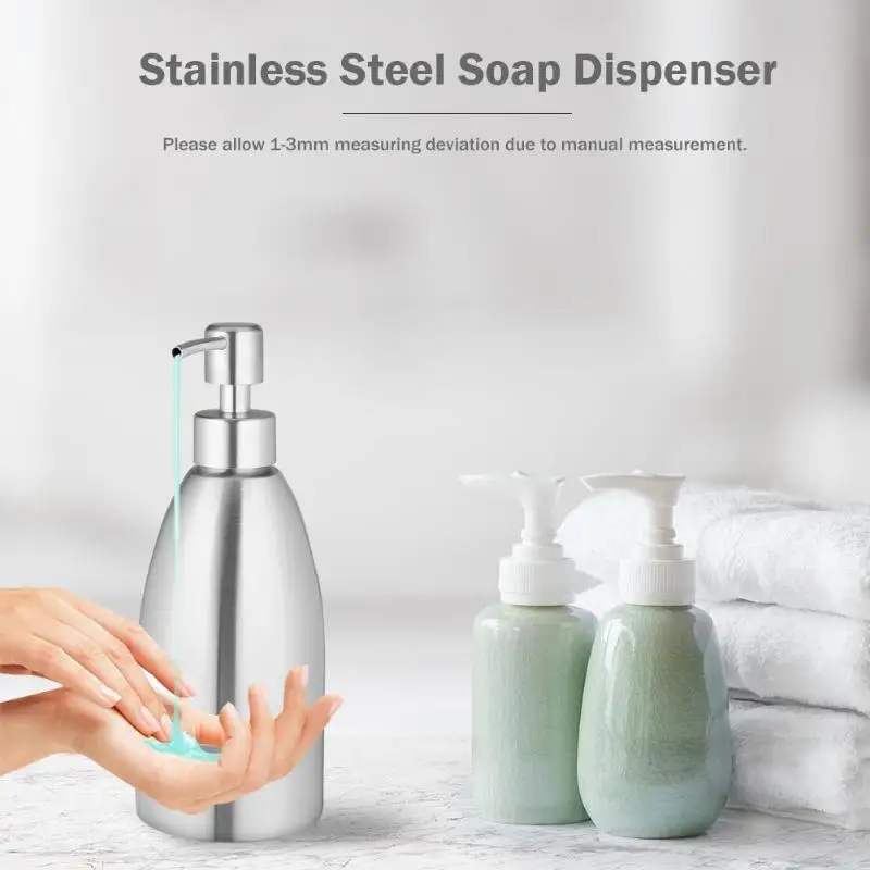 

New 500ml Stainless Steel Soap Dispenser Home Bathroom Sink Faucet Shampoo Box Hand Washing Liquid Container Detergent Bottle