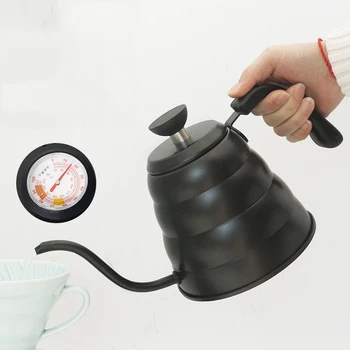 Teflon Stainless Steel Drip Kettle with Thermometer Suit Creative Gooseneck Drip Kettle Coffee Tea Pot For Induction Cooker
Teflon Stainless Steel Drip Kettle with Thermometer Suit Creative Gooseneck Drip Kettle Coffee Tea Pot For Induction Cooker
