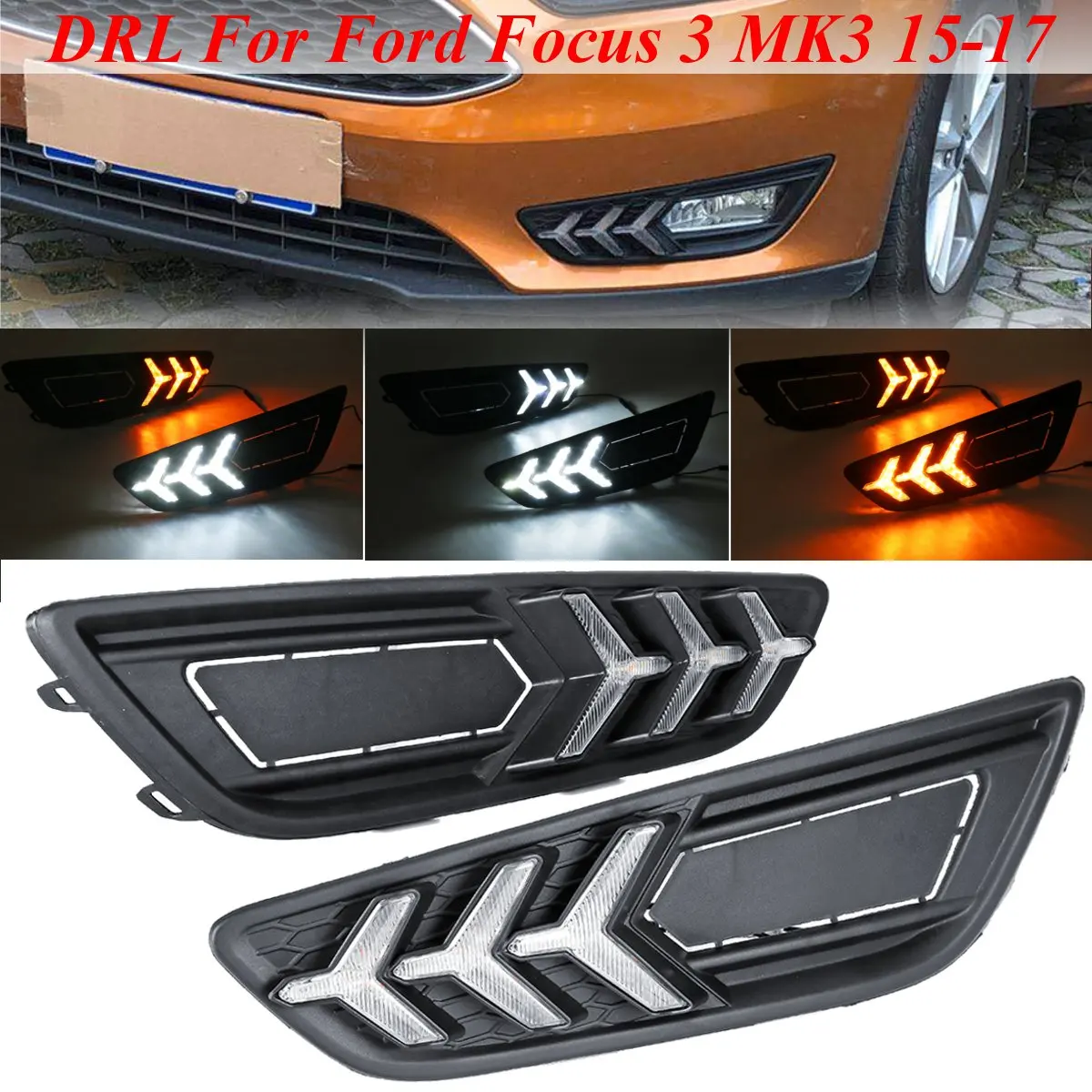 For Ford for Focus 3 mk3 2015 2016 2017 daytime running light turn signal dimming style Relay 12V LED Car DRL with fog lamp hole
For Ford for Focus 3 mk3 2015 2016 2017 daytime running light turn signal dimming style Relay 12V LED Car DRL with fog lamp hole