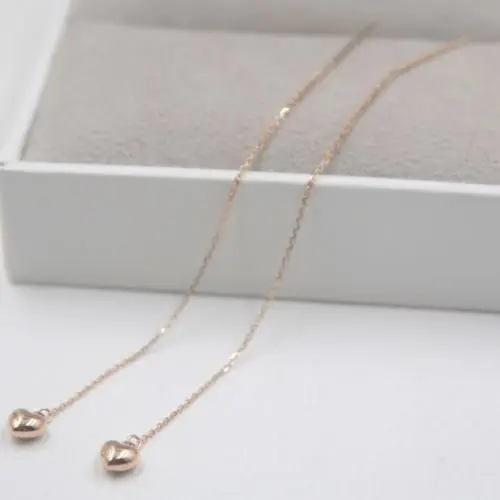 AU750 Pure 18K Rose Gold Ear Line Women O Link Chain Lucky Heart Earrings/0.8-1g
AU750 Pure 18K Rose Gold Ear Line Women O Link Chain Lucky Heart Earrings/0.8-1g