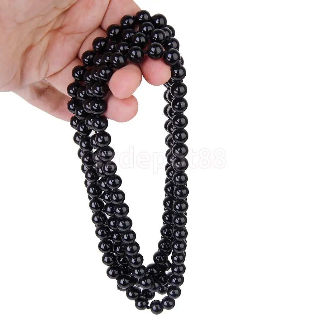 Модное Длинное Ожерелье цепочка из искусственного жемчуга черного цвета|necklace