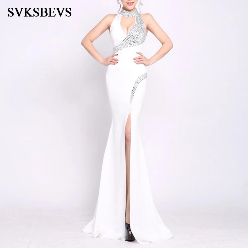 SVKSBEVS Luxury Crystal Halter Sexy Split Mermaid Long Dresses Elegant Party Off The Shoulder Zipper Back Maxi Dress
SVKSBEVS Luxury Crystal Halter Sexy Split Mermaid Long Dresses Elegant Party Off The Shoulder Zipper Back Maxi Dress