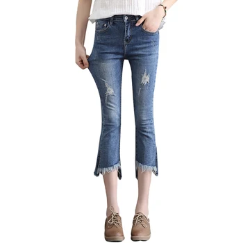2019 Spring Summer Casual Ripped Hole Flare Denim Pants Women High Waist Capris For Women Ladies Stretch Skinny Jeans Capri
2019 Spring Summer Casual Ripped Hole Flare Denim Pants Women High Waist Capris For Women Ladies Stretch Skinny Jeans Capri