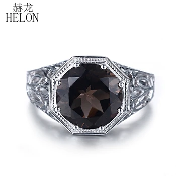 HELON Real 925 Sterling Silver 3.76ct Round Cut 100% Genuine Smoky Quartz Engagement Ring Women Wedding Vintage Fine Jewelry
HELON Real 925 Sterling Silver 3.76ct Round Cut 100% Genuine Smoky Quartz Engagement Ring Women Wedding Vintage Fine Jewelry