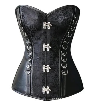 Black Leather & Floral Brocade Steel Boned Overbust Corset Sexy Steampunk Costume Burlesque Clothing Gothic Corsets And Bustiers
Black Leather & Floral Brocade Steel Boned Overbust Corset Sexy Steampunk Costume Burlesque Clothing Gothic Corsets And Bustiers