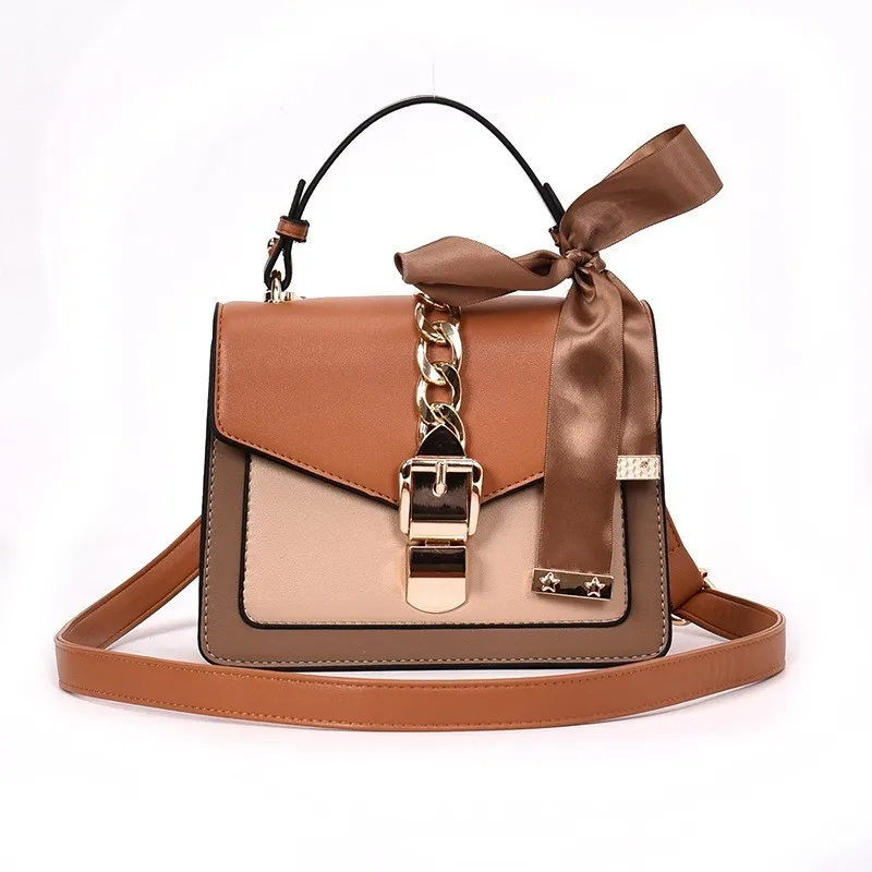 

Luxury Handbag Women Bag Designer 2019 Fashion Chain Scarve Shoulder Messenger Purse Lady Panelled Top-handle Flap Bag Feminina