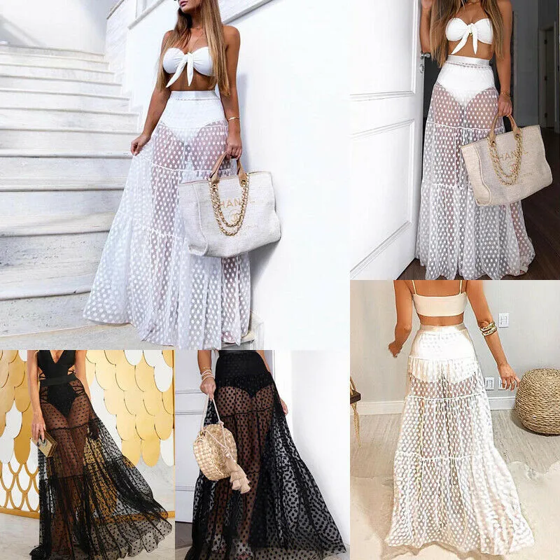 Women's long tulle polka dot transparent half skirt retro dot country style ballet skirt
Women's long tulle polka dot transparent half skirt retro dot country style ballet skirt