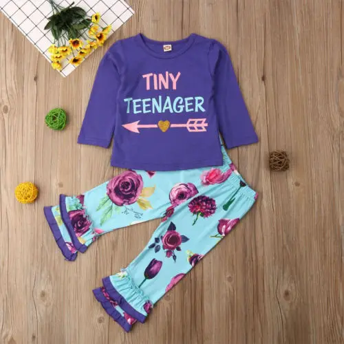 Toddler Newborn Kids Baby Girls Letter Long Sleeve T-shirt Tops Flared Floral Pants 2pcs Set Outfits Cute Clothes 2-7Y
Toddler Newborn Kids Baby Girls Letter Long Sleeve T-shirt Tops Flared Floral Pants 2pcs Set Outfits Cute Clothes 2-7Y