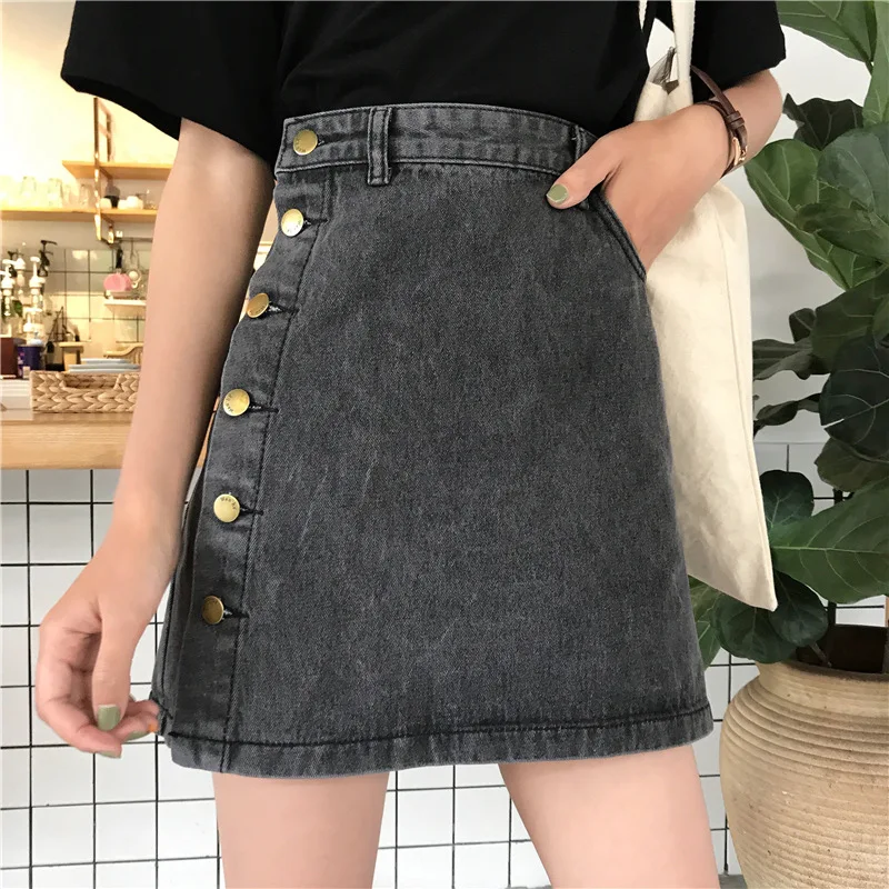 2019 Summer Empire Women Skirt Single Breasted Above Knee Denim Skirt Solid Slim Sexy Mini Package Hip High Waist Skirts
2019 Summer Empire Women Skirt Single Breasted Above Knee Denim Skirt Solid Slim Sexy Mini Package Hip High Waist Skirts