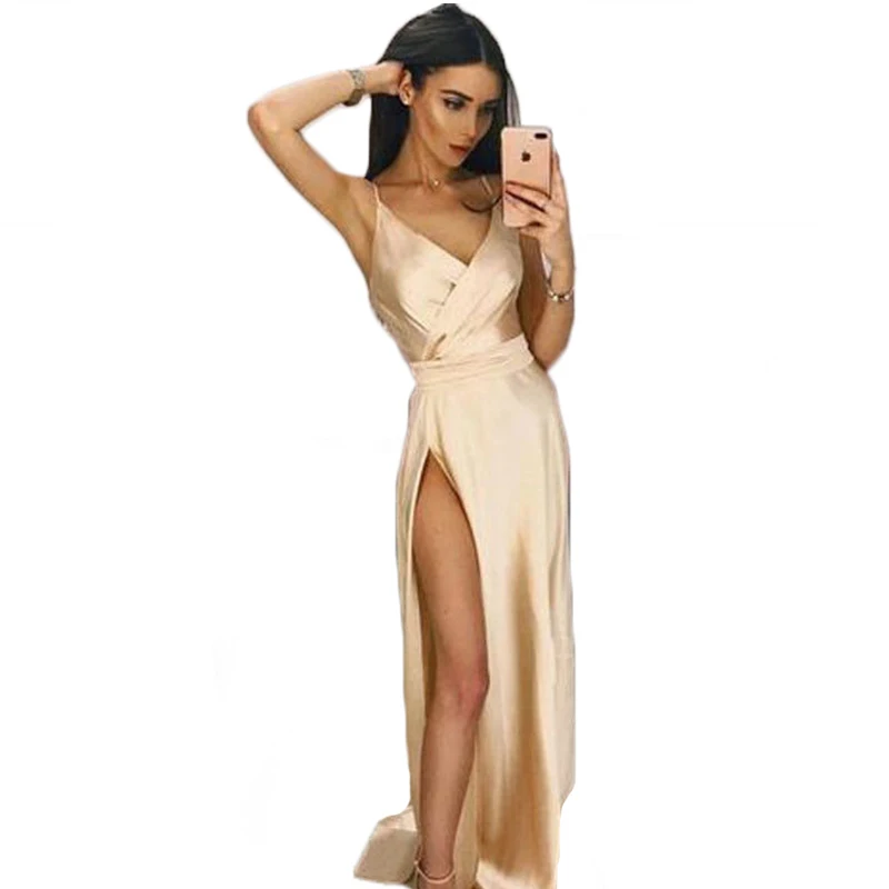 Summer Hot sexy solid party wedding long dress Women ladies Spaghetti strap V Neck Split slim bandage backless sundress Clubwear
Summer Hot sexy solid party wedding long dress Women ladies Spaghetti strap V Neck Split slim bandage backless sundress Clubwear