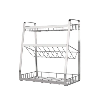 1PC Three-Shelf Multi-functional Stand Stainless Steel Condiment Hanger Storage Rack Kitchen Organizer for Home Kitchen 
1PC Three-Shelf Multi-functional Stand Stainless Steel Condiment Hanger Storage Rack Kitchen Organizer for Home Kitchen