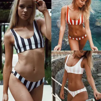 Meihuida Brand Women Bikini Set Striped Print Bathing Suit Bandage Bandeau Swimsuit Push Up Padded Swimwear Low Waist Beachwear
Meihuida Brand Women Bikini Set Striped Print Bathing Suit Bandage Bandeau Swimsuit Push Up Padded Swimwear Low Waist Beachwear