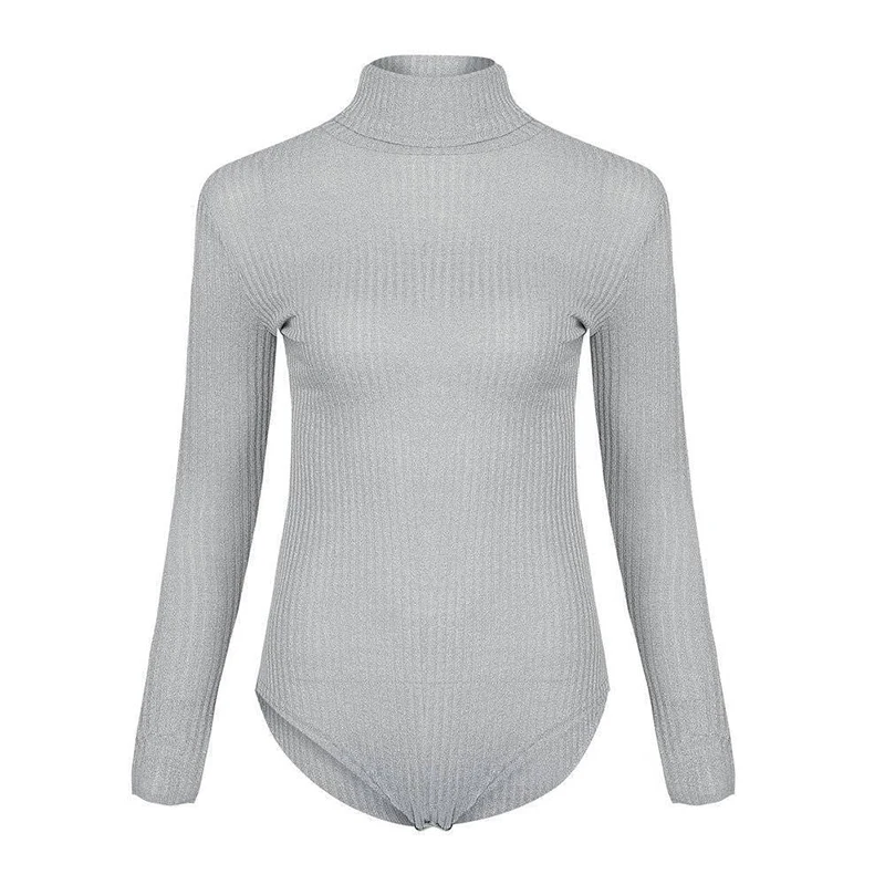 Осенние женские Сексуальные облегающие боди зимние трикотажные женский свитер с