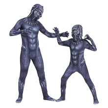 Dzieci czarna pantera kostium chłopiec dorosłych mężczyzn czarna pantera dzieci przebranie na karnawał kombinezon body kostium na halloween dla dzieci(China)