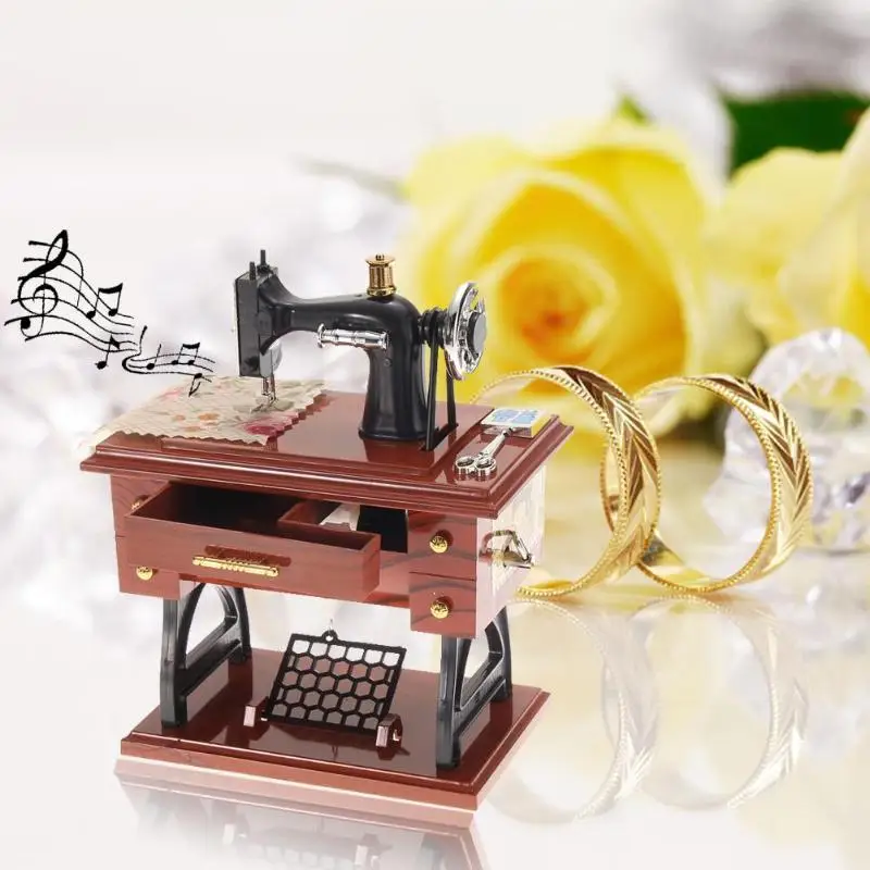Sewing Machine Design Wood Music Box Retro Clockwork Mechanical Music Box Home Desktop Decor Ornament Gift Decor 
Sewing Machine Design Wood Music Box Retro Clockwork Mechanical Music Box Home Desktop Decor Ornament Gift Decor