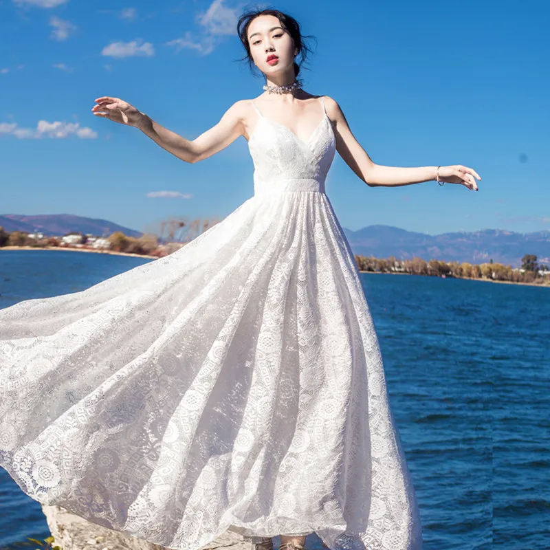 2019 Summer White Dress Women Crochet Flower Embroidery Dresses Elegant Vestidos De Festa Spaghetti Strap Korea Party Long Dress
2019 Summer White Dress Women Crochet Flower Embroidery Dresses Elegant Vestidos De Festa Spaghetti Strap Korea Party Long Dress