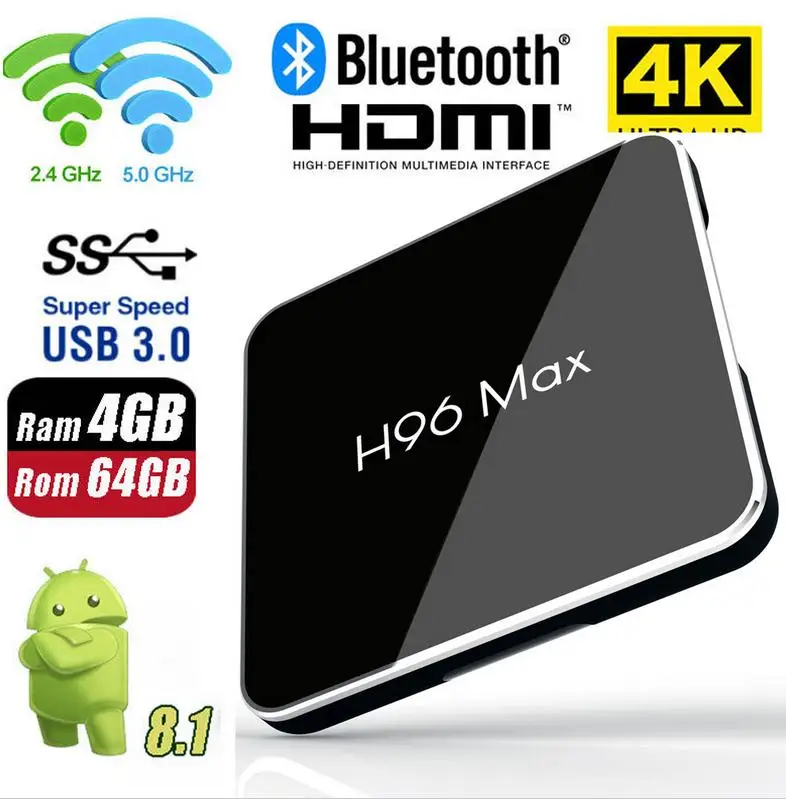 H96 Max X2 Android 8.1 TV Box Amlogic S905x2 Quad Core 4+64G USB3.0 Media Player
H96 Max X2 Android 8.1 TV Box Amlogic S905x2 Quad Core 4+64G USB3.0 Media Player