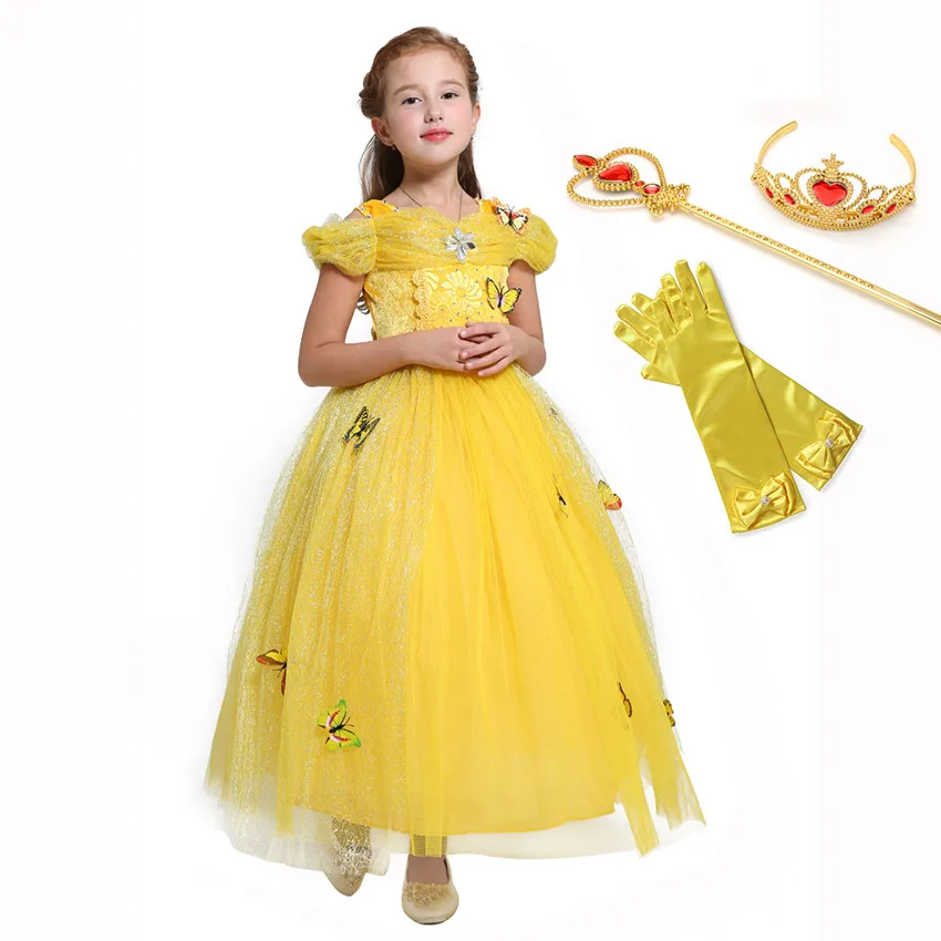 Child Summer Party Dress off Shoulder Buttiflies Attached Princess Beauty and The Beast Inspired Princess Belle Costume for Girl
Child Summer Party Dress off Shoulder Buttiflies Attached Princess Beauty and The Beast Inspired Princess Belle Costume for Girl