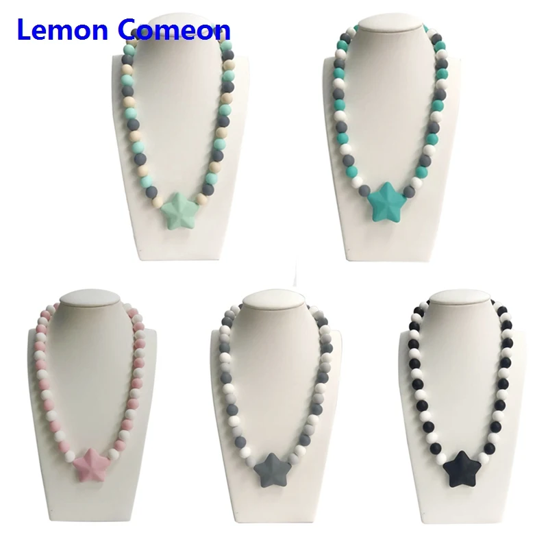 Lemon Comeon Silicone Star Teether Chew Baby Necklace Round Beads Toddler Teething Pendant Toys Newborn Accessories For Care
Lemon Comeon Silicone Star Teether Chew Baby Necklace Round Beads Toddler Teething Pendant Toys Newborn Accessories For Care