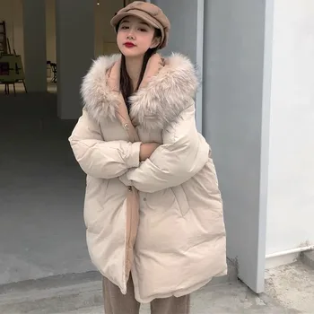 Fashion Bat type solid color Cotton coat women's casual long section loose hooded padded large fur collar bread Cotton clothes
Fashion Bat type solid color Cotton coat women's casual long section loose hooded padded large fur collar bread Cotton clothes