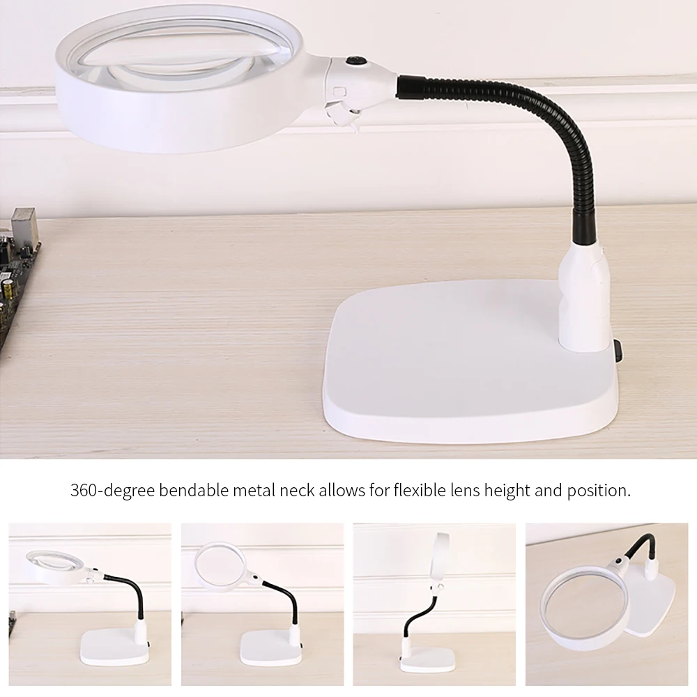 2 in 1 LED Desktop Magnifier Desk Lamp with 120mm 10X 8X Lens Bright Light Magnifying Tool Repair Tools Magnifiers Loupe
2 in 1 LED Desktop Magnifier Desk Lamp with 120mm 10X 8X Lens Bright Light Magnifying Tool Repair Tools Magnifiers Loupe