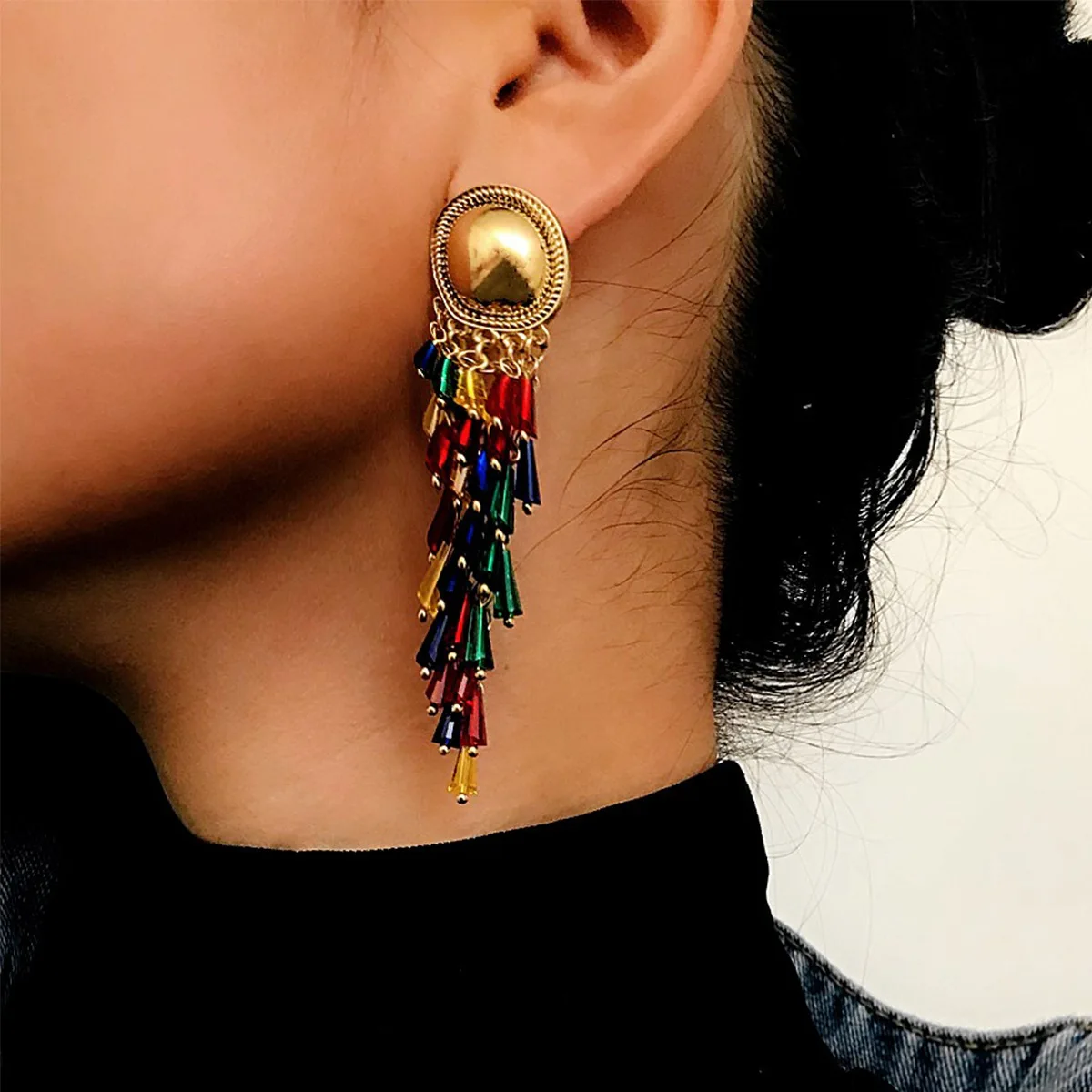 GEREIT Fashion Hanging Drops Beads Long Tassel Earrings Colorful Bijouterie Ear Jewelry For Women Wedding Statement Jewelry
GEREIT Fashion Hanging Drops Beads Long Tassel Earrings Colorful Bijouterie Ear Jewelry For Women Wedding Statement Jewelry