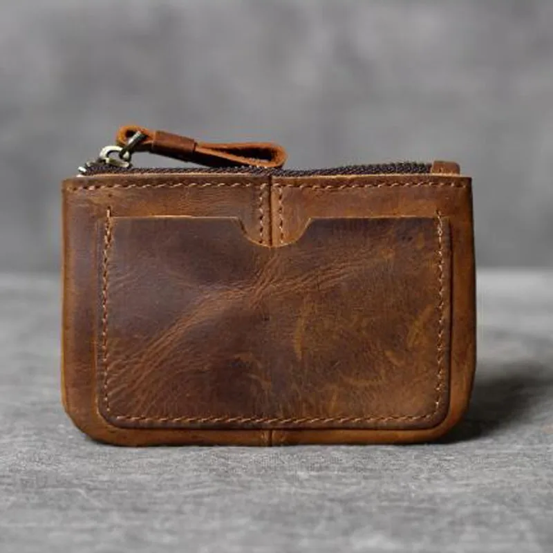 Vintage Crazy Horse Leather Men's Coin Purse Genuine Leather Zipper Mini Coin Wallet Retro Key Holder Small Money Bag
Vintage Crazy Horse Leather Men's Coin Purse Genuine Leather Zipper Mini Coin Wallet Retro Key Holder Small Money Bag