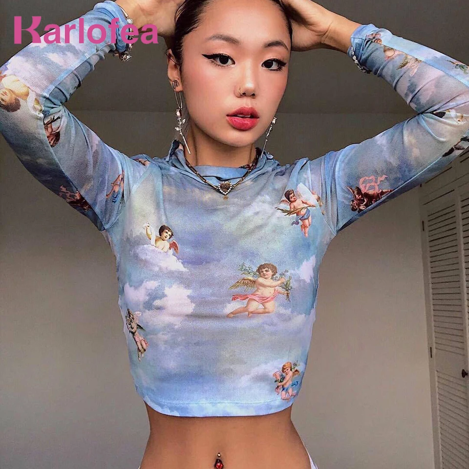 Karlofea Women Fashion New Angel Print Top Sexy Transparent Mesh Chic Crop Top Tees T-shirts Chic Outfits Streetwear Short Tops
Karlofea Women Fashion New Angel Print Top Sexy Transparent Mesh Chic Crop Top Tees T-shirts Chic Outfits Streetwear Short Tops