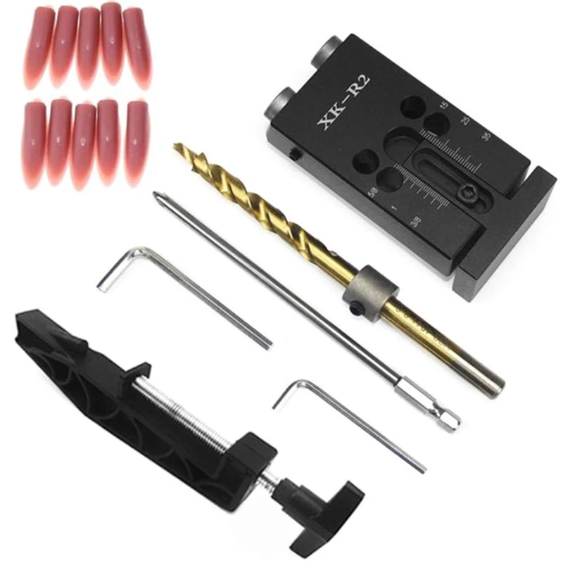 Xk-R2 Pocket Inclined Hole Jig Kit Drill Guide Set For Wood Working Joinery+Step Drill Bit+Hex Wrenches
Xk-R2 Pocket Inclined Hole Jig Kit Drill Guide Set For Wood Working Joinery+Step Drill Bit+Hex Wrenches
