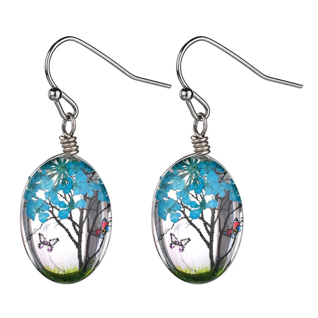 Vintage Women Cute Butterfly Dried Flower Water Drop Earring Charm Jewelry Shellhard Korean Style Oval Glass Silver Hook Earring
Vintage Women Cute Butterfly Dried Flower Water Drop Earring Charm Jewelry Shellhard Korean Style Oval Glass Silver Hook Earring