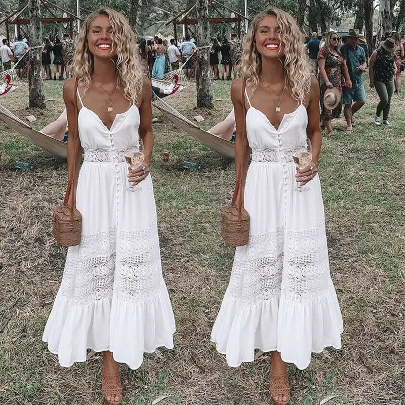 Hot Sale Summer Women Long Sleeve Floral Boho Hollow Out White Lace Long Maxi Dress Ladies Casual Cool Dress Size 6-14
Hot Sale Summer Women Long Sleeve Floral Boho Hollow Out White Lace Long Maxi Dress Ladies Casual Cool Dress Size 6-14