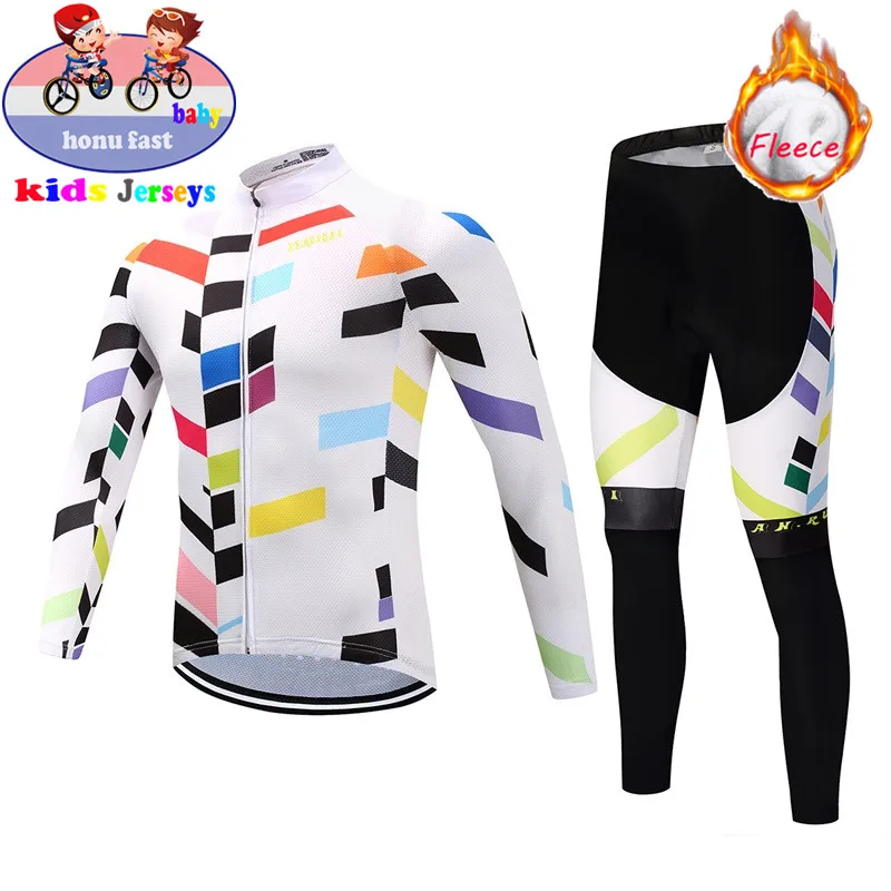 White Cycling Jersey Sets for Kids Bicycle Cycling Clothing Suit with Thermal Fleece Ropa Ciclismo Children's Bike Set with Pad
White Cycling Jersey Sets for Kids Bicycle Cycling Clothing Suit with Thermal Fleece Ropa Ciclismo Children's Bike Set with Pad