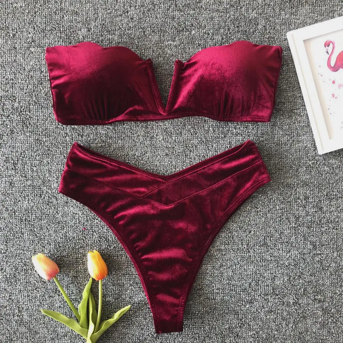 Bikinx High waist bikini set velvet red bathing suit V neck push up swimsuit female bathers Sexy micro swimwear women 2019 new
Bikinx High waist bikini set velvet red bathing suit V neck push up swimsuit female bathers Sexy micro swimwear women 2019 new