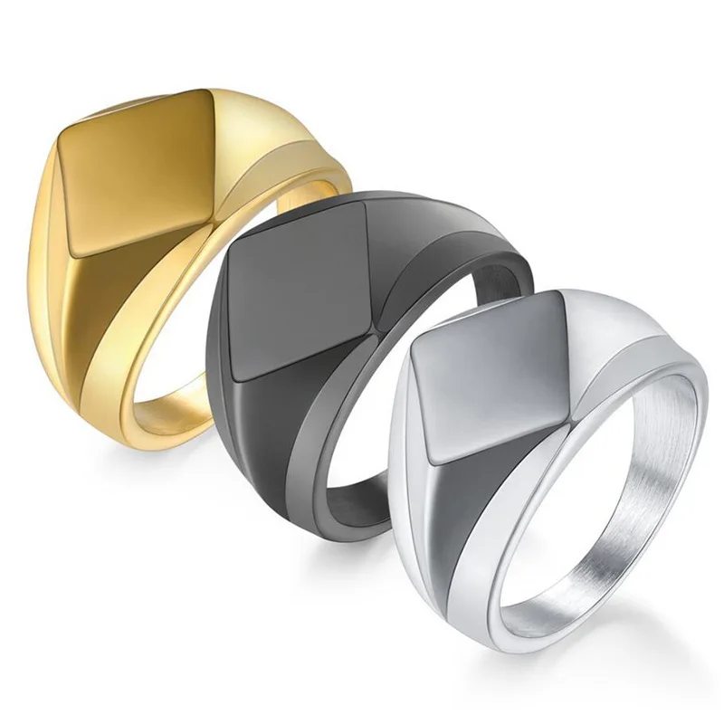 Simple Square Stainless Steel Ring Men Width Signet Polished Finger Statement Ring Jewelry Size 7-12 Black/Gold/Silver Color
Simple Square Stainless Steel Ring Men Width Signet Polished Finger Statement Ring Jewelry Size 7-12 Black/Gold/Silver Color