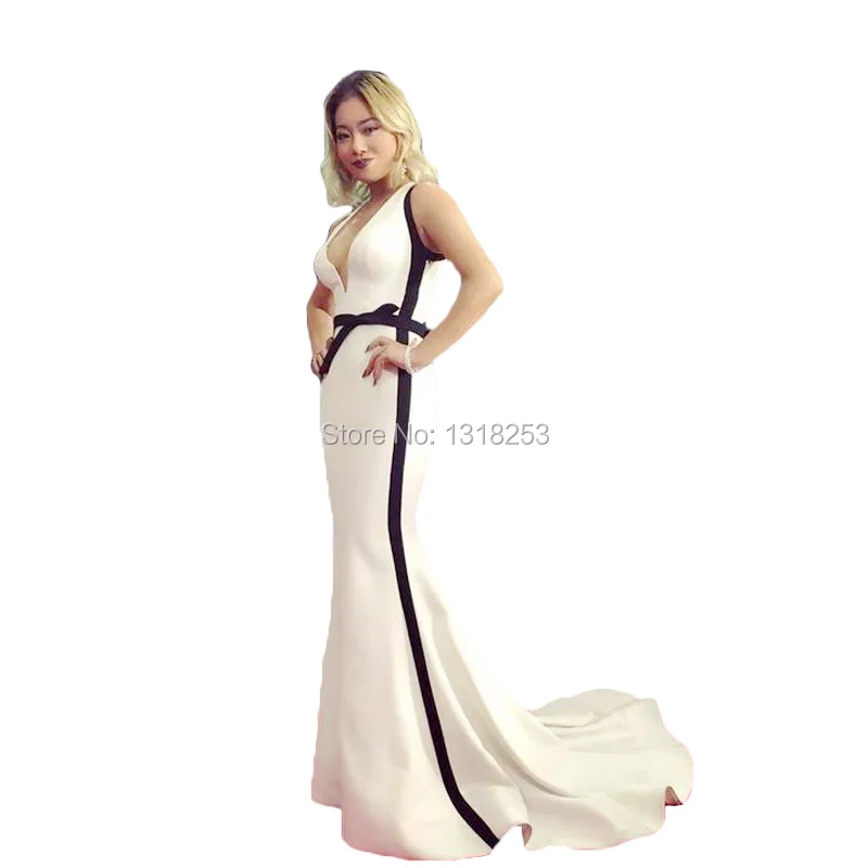 Plunging V Mermaid Evening Dresses Ivory Black Design Bodycon vestidos de fiesta de noche Women's Formal Party Carpet Gown
Plunging V Mermaid Evening Dresses Ivory Black Design Bodycon vestidos de fiesta de noche Women's Formal Party Carpet Gown