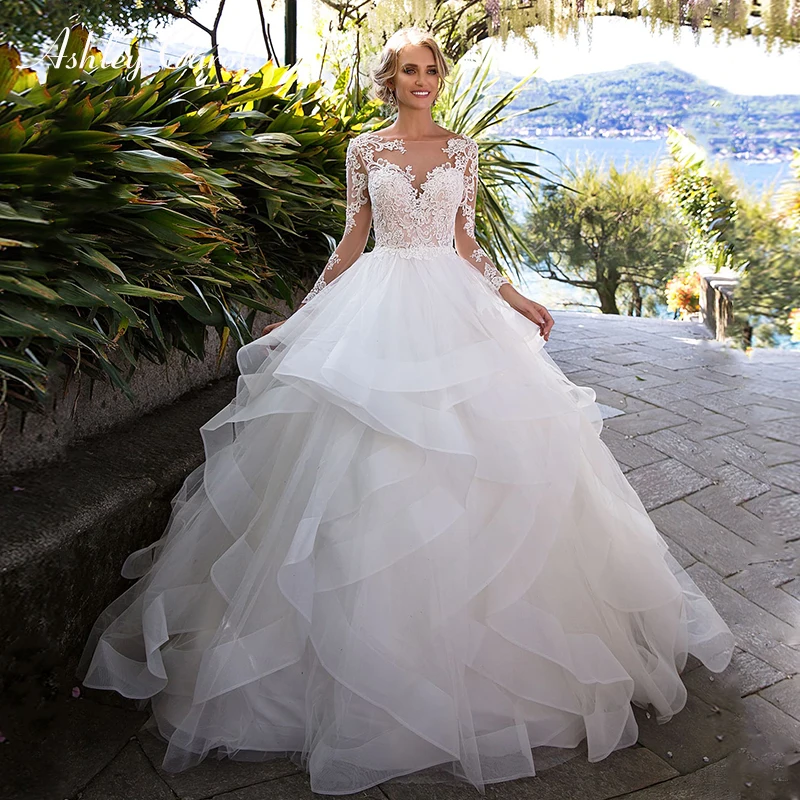 Ashley Carol Tulle Wedding Dresses With Sleeves Fashion Boat Neck Illusion Sexy Backless Bridal Dress Princess Wedding Gowns
Ashley Carol Tulle Wedding Dresses With Sleeves Fashion Boat Neck Illusion Sexy Backless Bridal Dress Princess Wedding Gowns