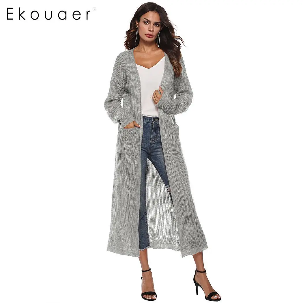 Ekouaer Knitted Cardigan Fashion Long Sweater Cardigans Front Open Knitted Solid Casual Calf Length Long Sleeve Kimono Knitwear
Ekouaer Knitted Cardigan Fashion Long Sweater Cardigans Front Open Knitted Solid Casual Calf Length Long Sleeve Kimono Knitwear