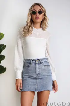 Sexy Women Ladies Casual Blouse Lace Patchwork Dot Long Sleeve Bodysuit Lace Tops Popular
Sexy Women Ladies Casual Blouse Lace Patchwork Dot Long Sleeve Bodysuit Lace Tops Popular