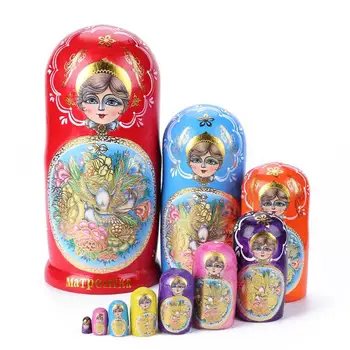 10 Layers Russian Ethnic Dolls Art Craft Nesting Dolls Basswood Russian Matryoshka Doll Decor Gifts for Children's Day Girls
10 Layers Russian Ethnic Dolls Art Craft Nesting Dolls Basswood Russian Matryoshka Doll Decor Gifts for Children's Day Girls