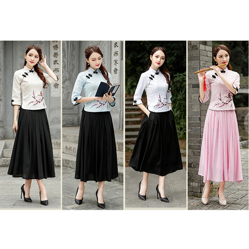 Chinese Traditional Woman Blouse Embroidery Cotton Festival Party Tang Suit Chinese New Year Chongsam 5colors Women Shirts
Chinese Traditional Woman Blouse Embroidery Cotton Festival Party Tang Suit Chinese New Year Chongsam 5colors Women Shirts