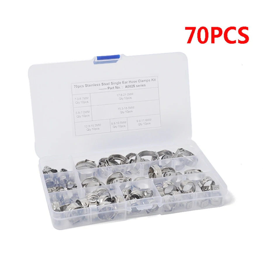 Single Ear Plus Hydraulic Hose Car Clamps O-Clips Pipe Fuel Air Stainless Steel 70 x 5.8-21.0mm
Single Ear Plus Hydraulic Hose Car Clamps O-Clips Pipe Fuel Air Stainless Steel 70 x 5.8-21.0mm