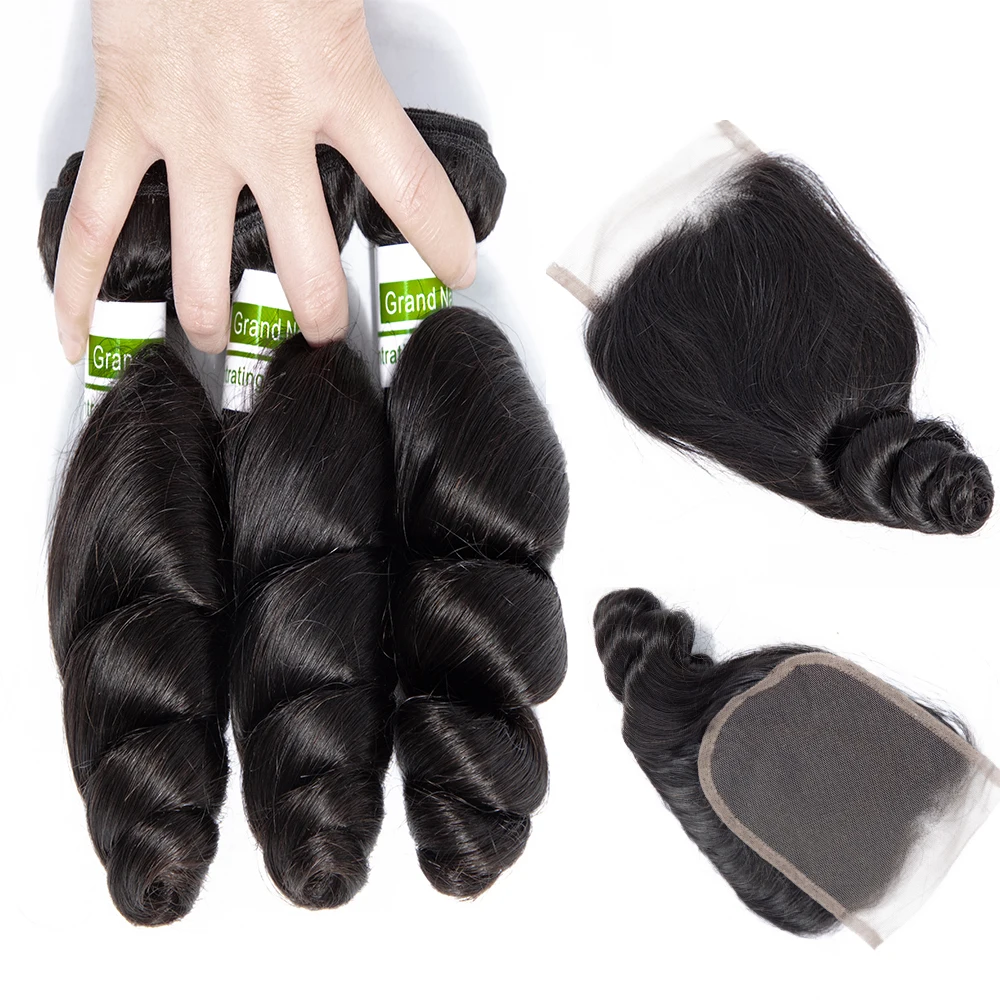 Malaysian Hair Weaves Bundle Loose Wave With closure 4pcs 100% Remy Human Hair 3Bundles With Swiss Lace Closure Full And Thick
Malaysian Hair Weaves Bundle Loose Wave With closure 4pcs 100% Remy Human Hair 3Bundles With Swiss Lace Closure Full And Thick