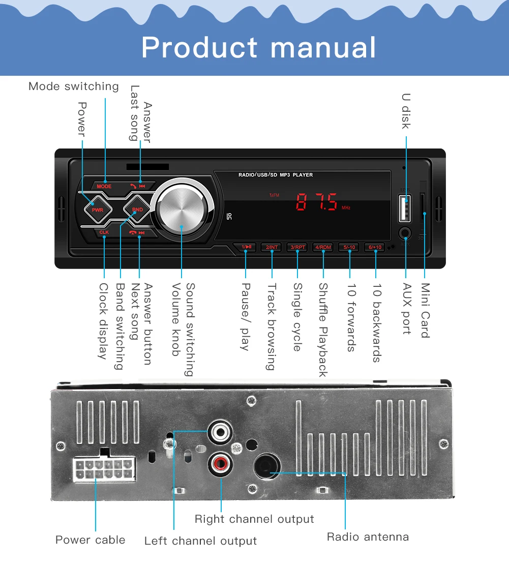 Handsfree calling Bluetooth car radio DC12V Universal Car Stereo MP3 Music Player FM Radio AUX TF Card U Disk Speaker auto radio
Handsfree calling Bluetooth car radio DC12V Universal Car Stereo MP3 Music Player FM Radio AUX TF Card U Disk Speaker auto radio