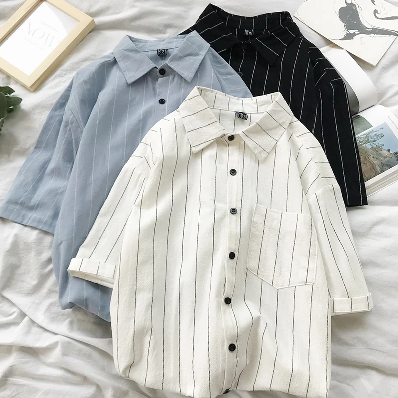 Summer New Dress Shirt Men's Slim Fashion Striped Short-sleeved Shirt Man Streetwear Trend Wild Social Men Shirt M-2XL
Summer New Dress Shirt Men's Slim Fashion Striped Short-sleeved Shirt Man Streetwear Trend Wild Social Men Shirt M-2XL
